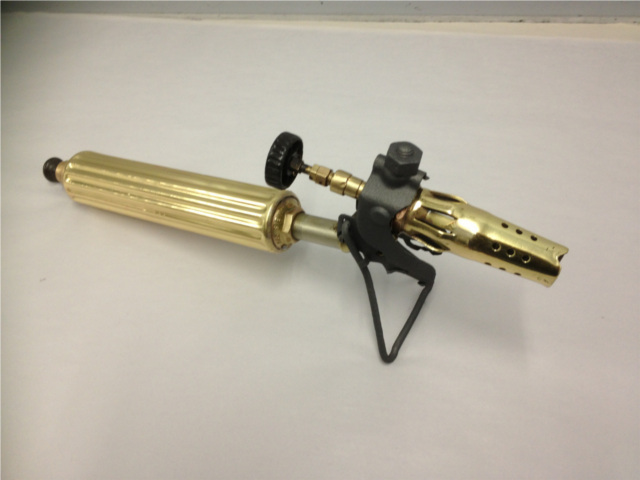 Antique Brass 'Max Sievert' Hand held Blow Torch Polished and Clear Coated Antique Brass 'Max Sievert' Hand held Blow Torch Polished and Clear Coated